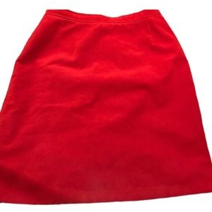Classic Red size medium ultra suede skirt above the knee lined back zip
